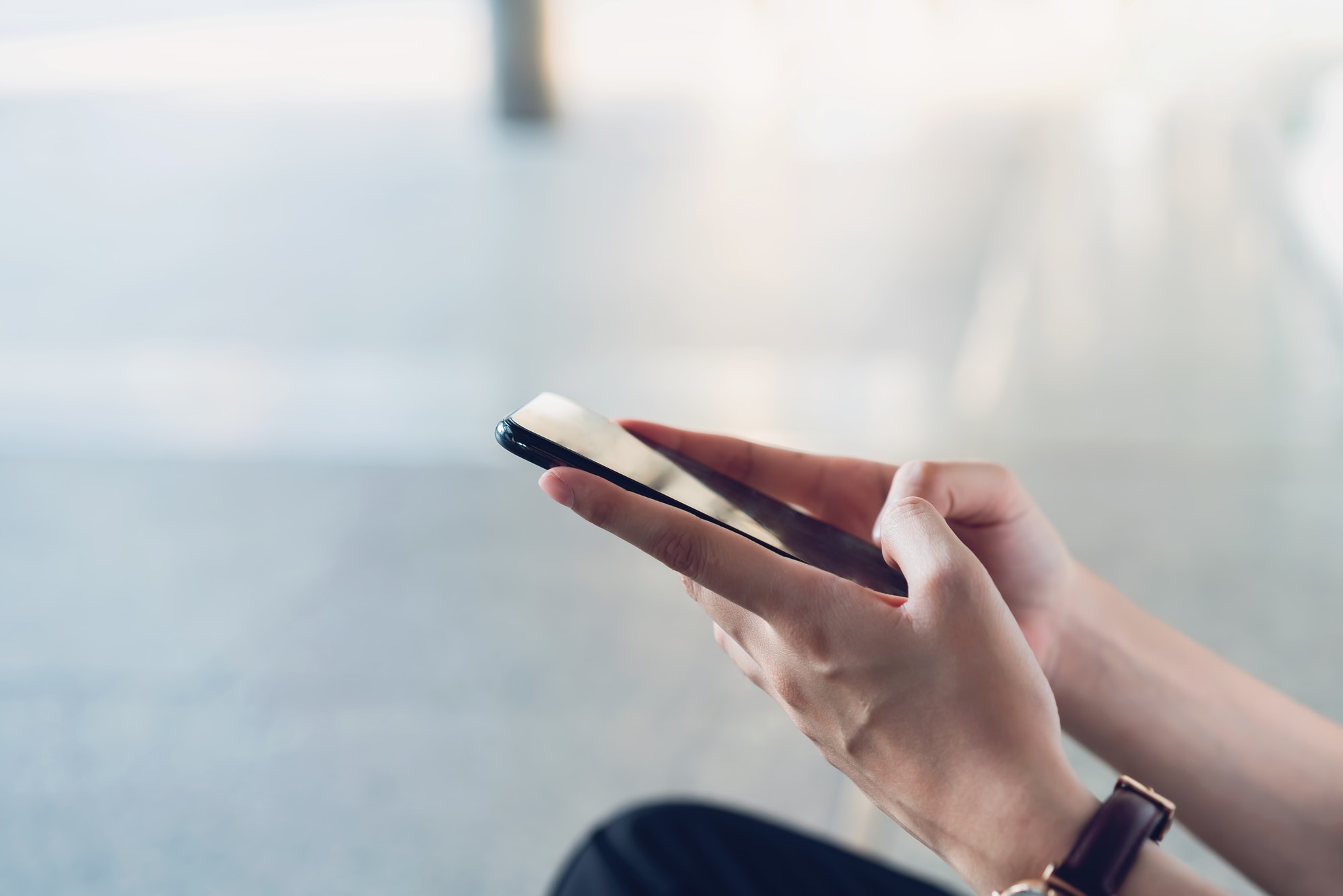 Woman using smartphone, During leisure time